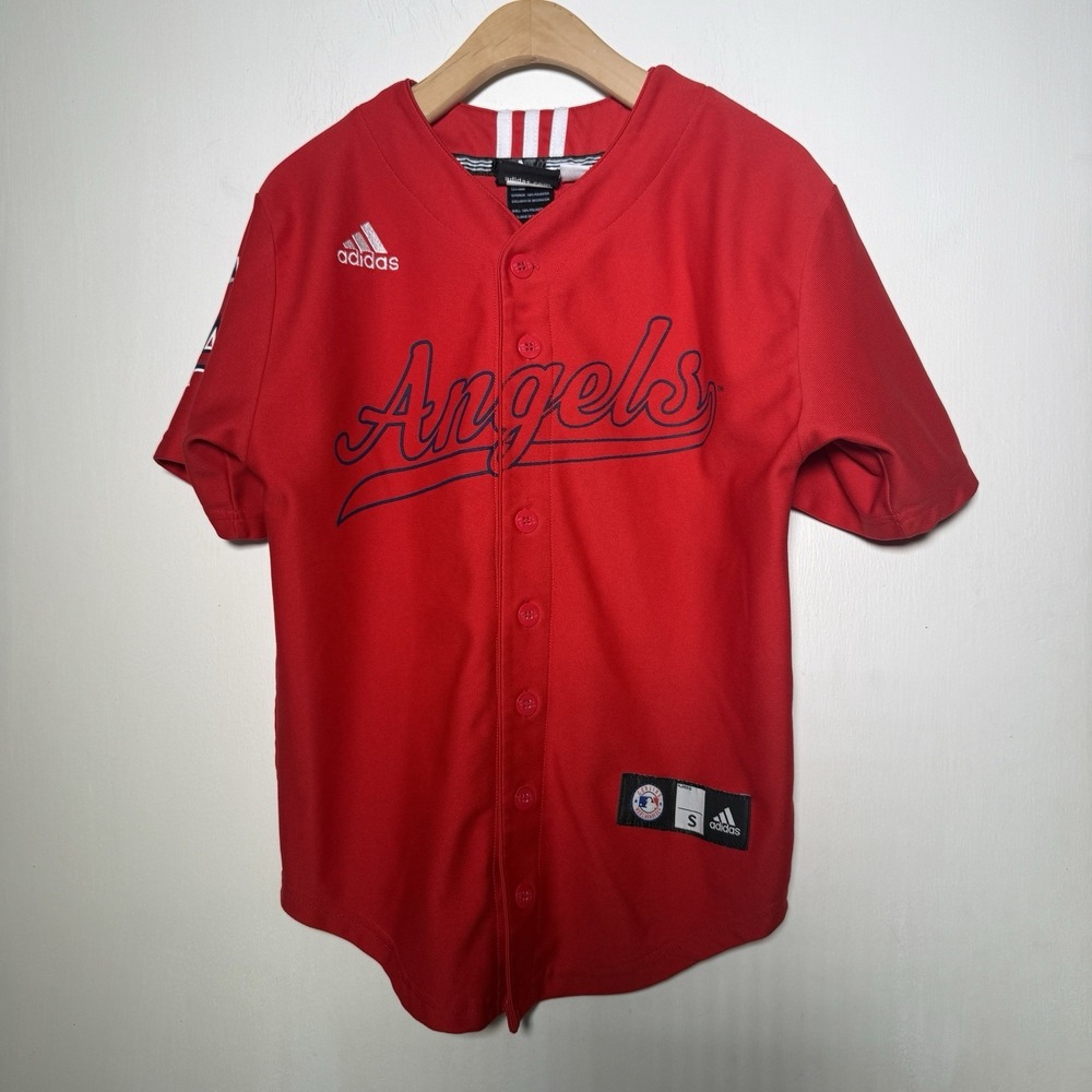 Adidas L.A. Angels MLB Baseball Youth Small Jersey Red Mike Trout #27